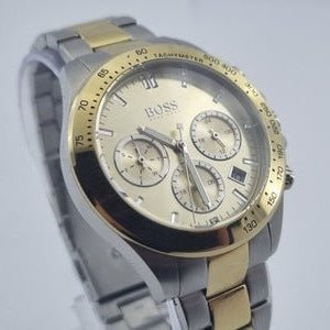 Hugo Boss Novia Chronograph Gold Dial Two Tone Steel Strap Watch for Women - 1502618