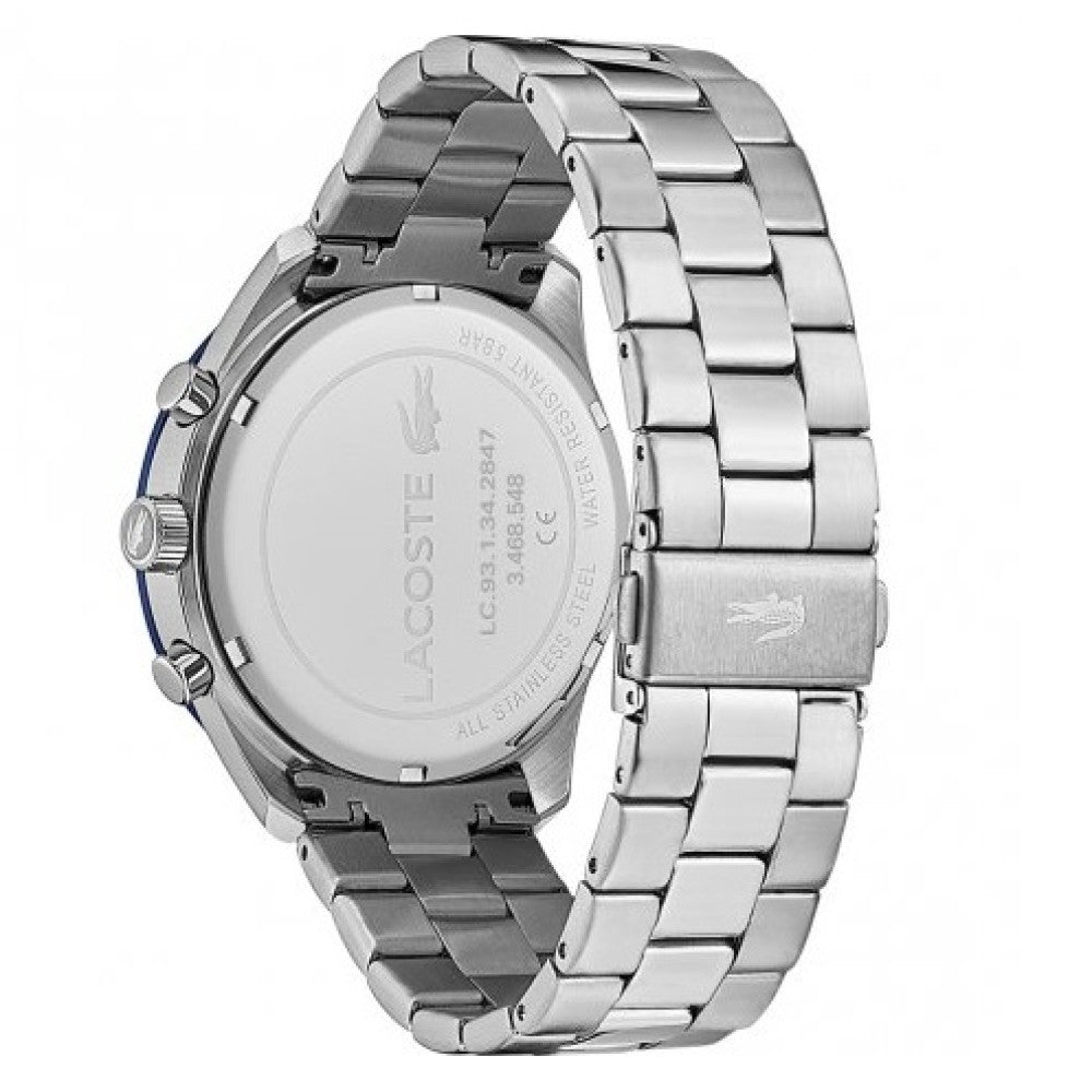 Lacoste Boston Chronograph Blue Dial Silver Steel Strap Watch for Men - 2011081