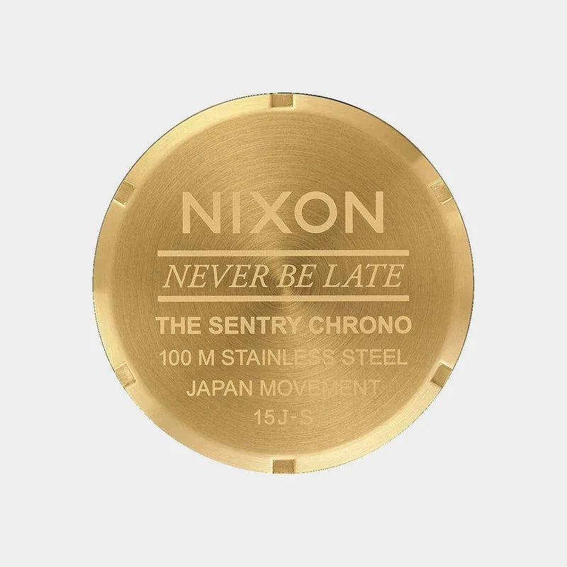 Nixon Sentry Chrono Black Dial Gold Steel Strap Watch for Men - A386-510