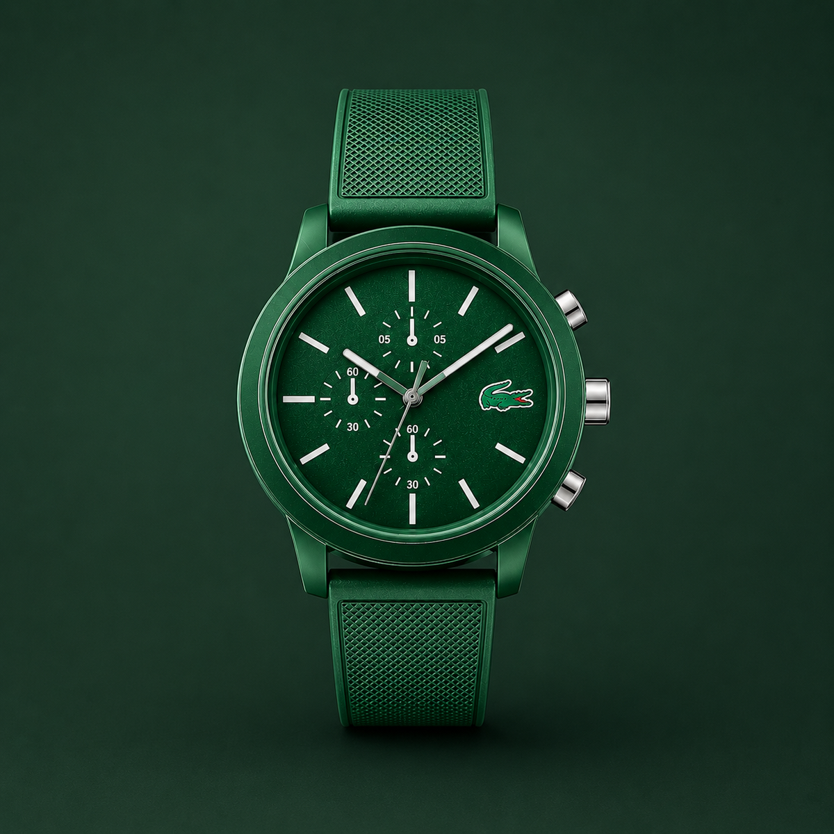 Lacoste 12.12 Chronograph Green Dial Green Silicone Strap Watch for Men - 2010973