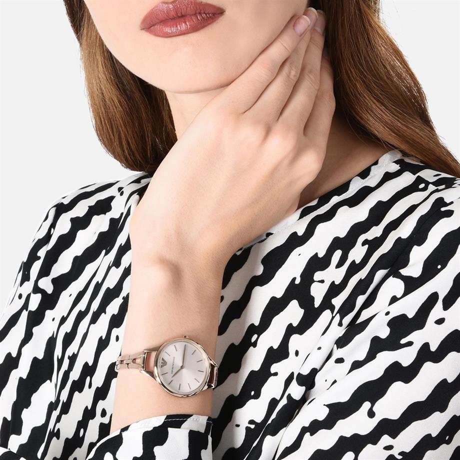 Emporio Armani Aurora Rose Gold Dial Rose Gold Steel Strap Watch for Women - AR11055