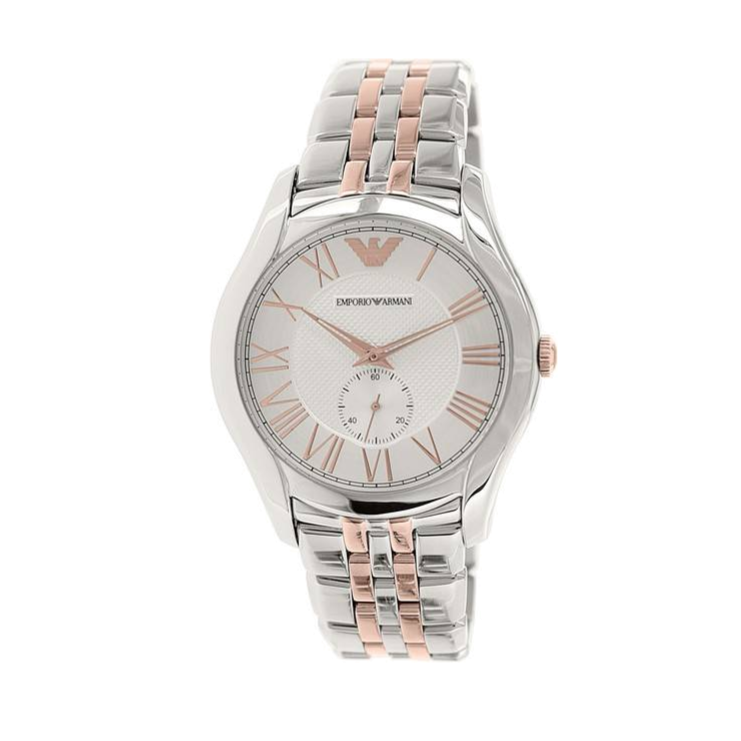 Emporio Armani Classic Quartz Silver Dial Two Tone Steel Strap Watch For Men - AR1824