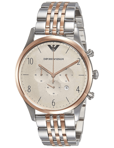Emporio Armani Beta Chronograph Grey Dial Two Tone Steel Strap Watch For Men - AR1864