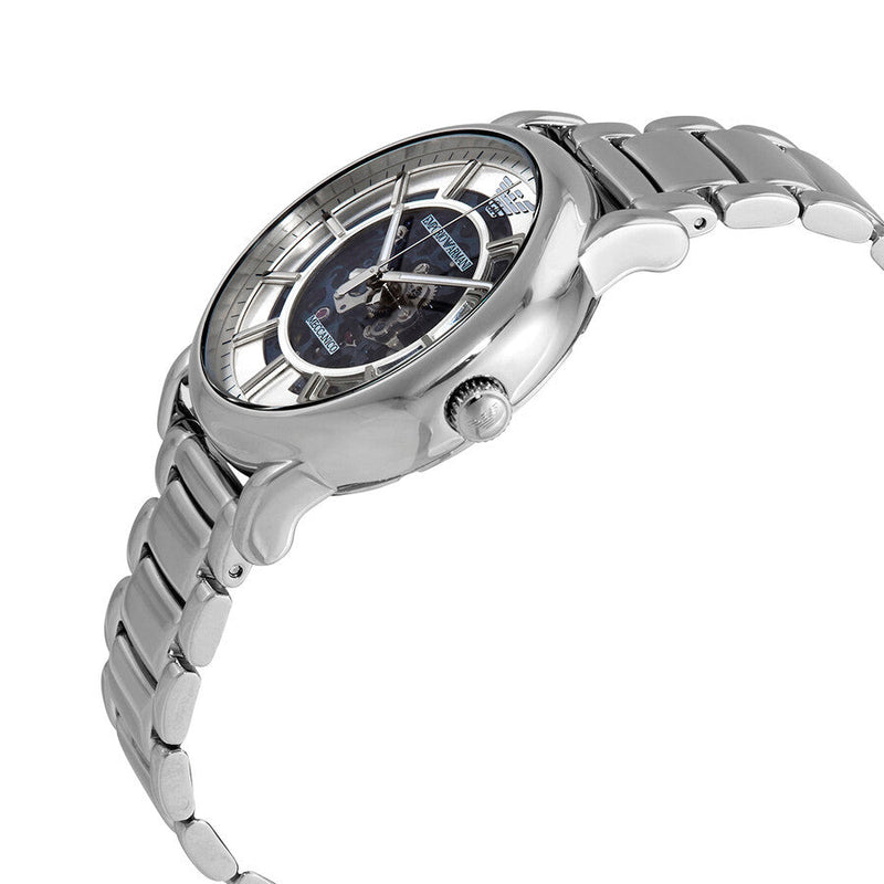 Emporio Armani Meccanico Automatic Silver Dial Silver Steel Strap Watch for Men - AR60006