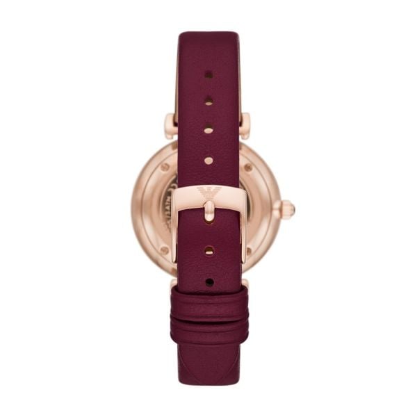 Emporio Armani Gianni T Bar Crystals Purple Dial Purple Leather Strap Watch for Women - AR11487
