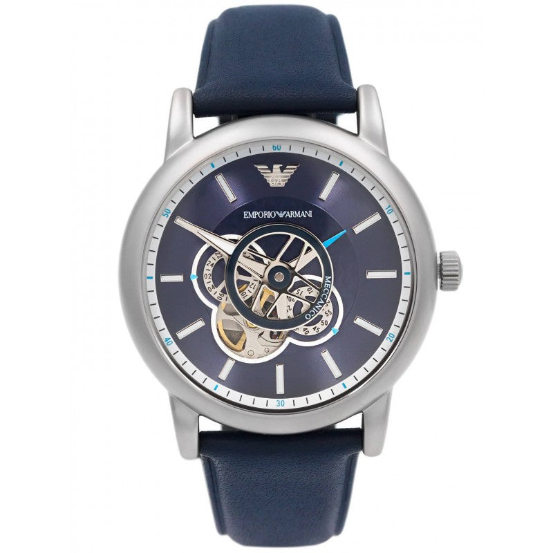 Emporio Armani Luigi Chronograph Blue Dial Blue Leather Strap Watch For Men - AR60011