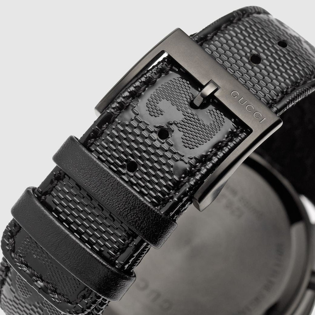 Gucci G Timeless Chronograph Black Dial Black Leather Strap Watch For Men - YA126244