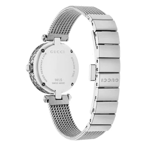 Gucci Diamantissima Quartz Diamonds Mother of Pearl Dial Silver Mesh Bracelet Watch for Women - YA141504