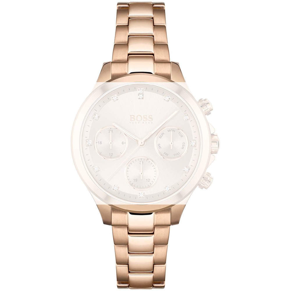 Hugo Boss Carnation Chronograph Gold Dial Gold Steel Strap Watch for Women - 1502592