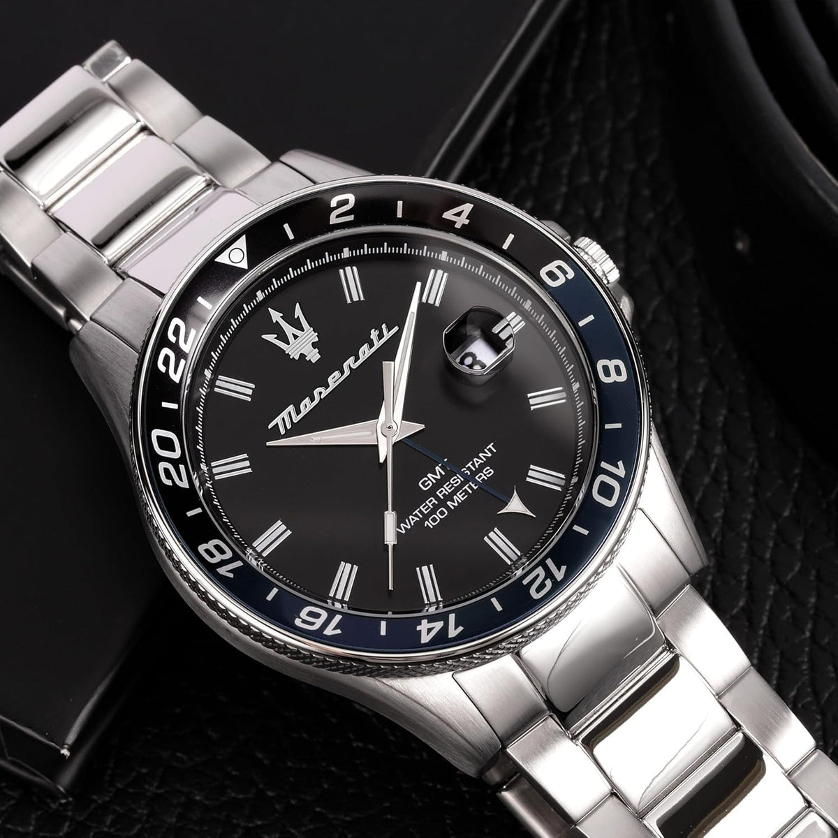 Maserati SFIDA Limited Edition Black Dial Silver Steel Strap Watch for Men - R8853140011