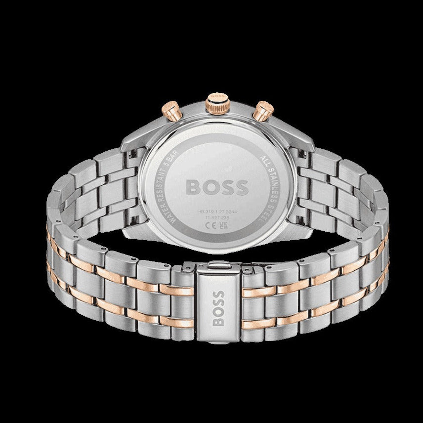 Hugo Boss Tourmaster Chronograph Blue Dial Two Tone Steel Strap Watch for Men - 1514288