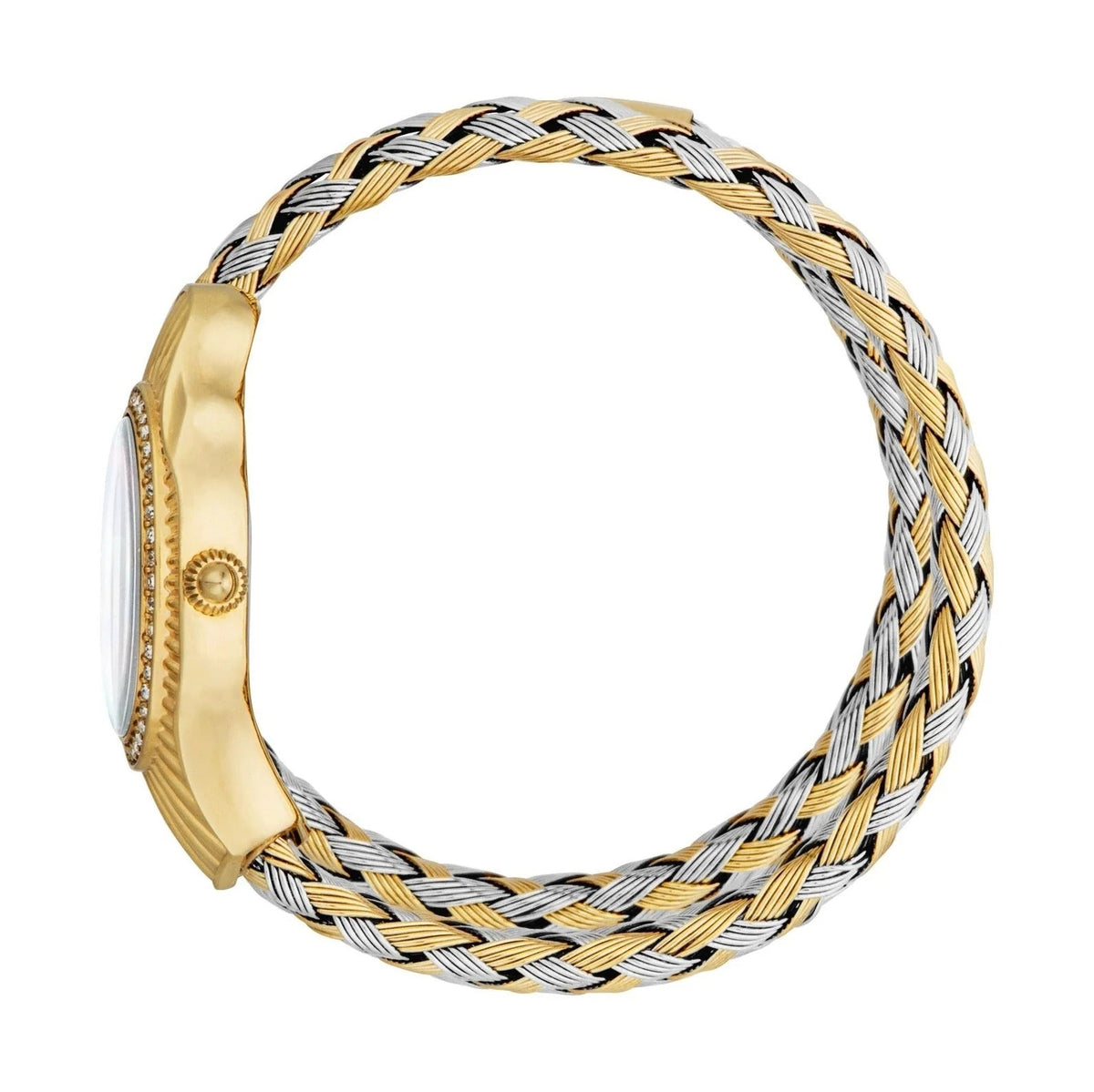 Just Cavalli Twined Mother of Pearl Dial Two Tone Steel Strap Watch for Women - JC1L305M0055