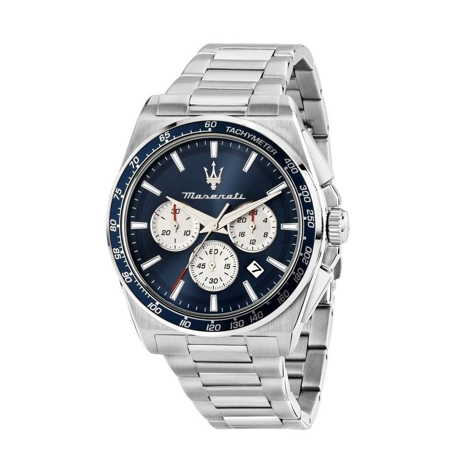 Maserati Velocità Chronograph Blue Dial Silver Steel Strap Watch for Men - R8873652005