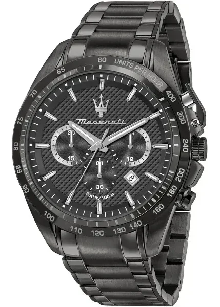 Maserati Traguardo Limited Edition Chronograph Black Dial Black Steel Strap Watch for Men - R8873612045