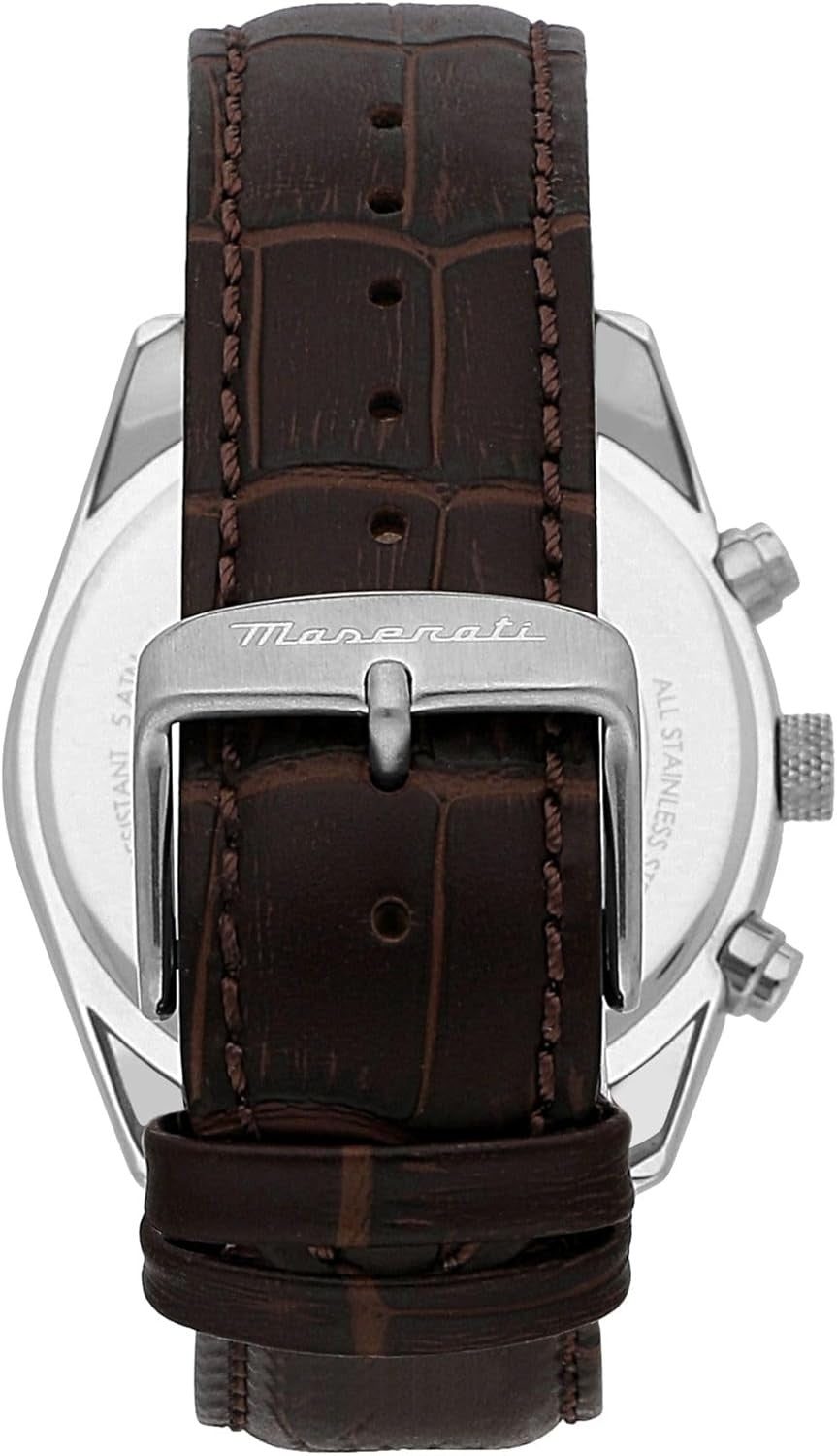 Maserati Attraction Limited Edition Chronograph Blue Dial Brown Leather Strap Watch for Men - R8851151003