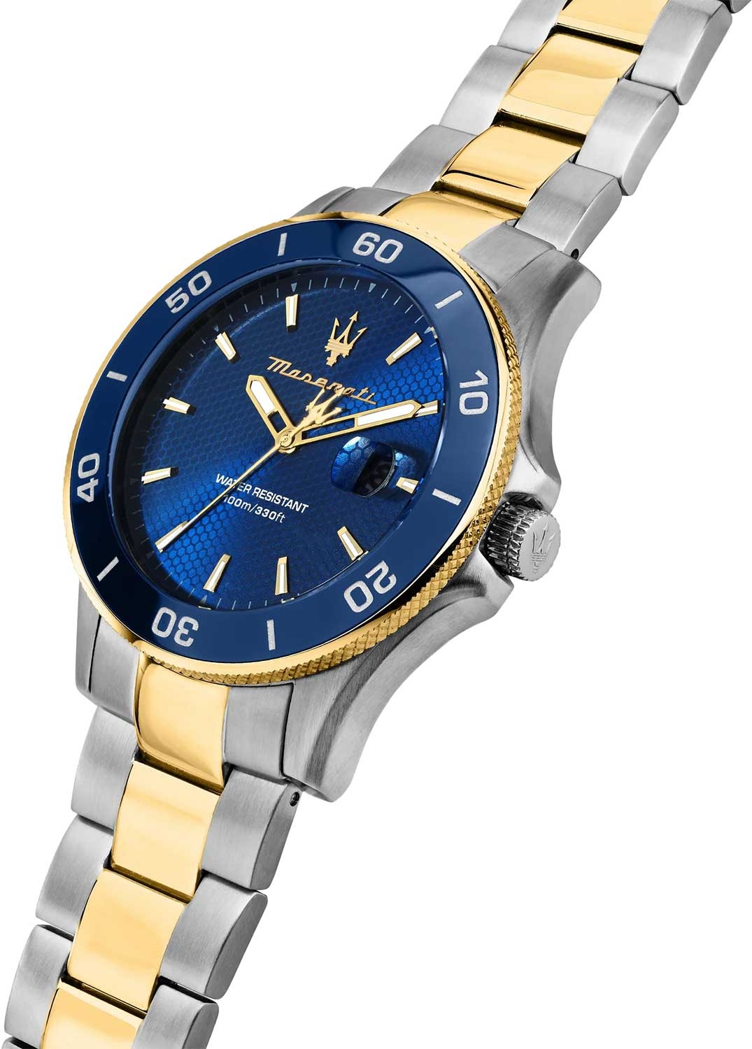 Maserati Competizione Diver Blue Dial Two Tone Steel Strap Watch for Men - R8873600010