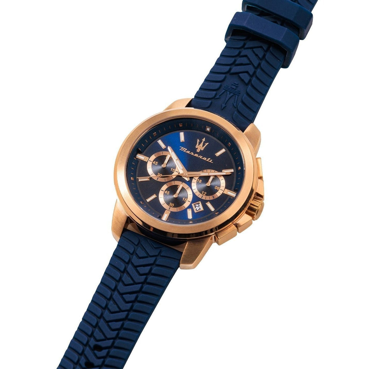 Maserati Successo Chronograph Blue Dial Blue Silicone Strap Watch for Men - R8871621034