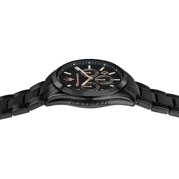 Maserati Attrazione Chronograph Black Dial Black Steel Strap Watch for Men - R8853151009