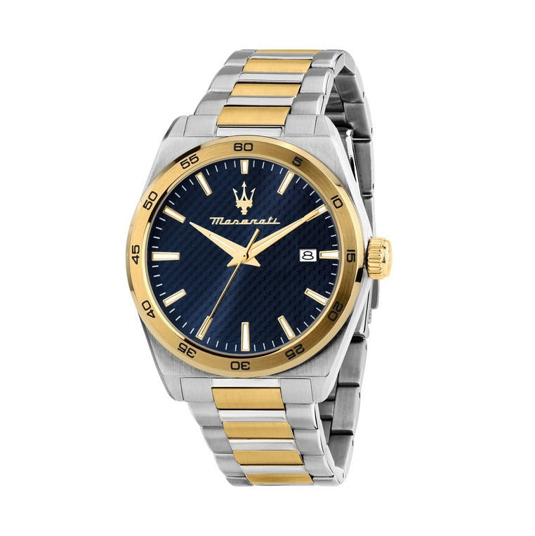 Maserati Velocità Date Blue Dial Two Tone Steel Strap Watch for Men - R8853152001