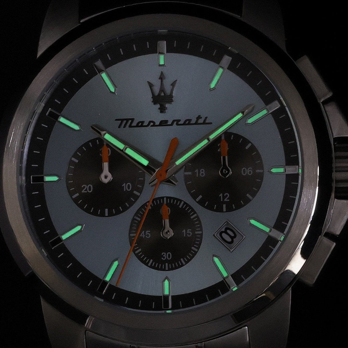 Maserati Successo Chronograph Ice Blue Dial Silver Steel Strap Watch for Men - R8873621044