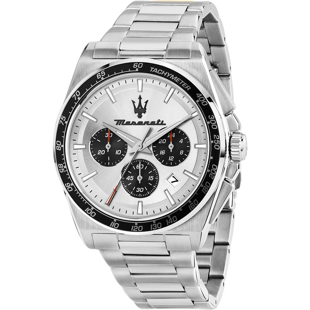 Maserati Velocità Chronograph Silver Dial Silver Steel Strap Watch for Men - R8873652006