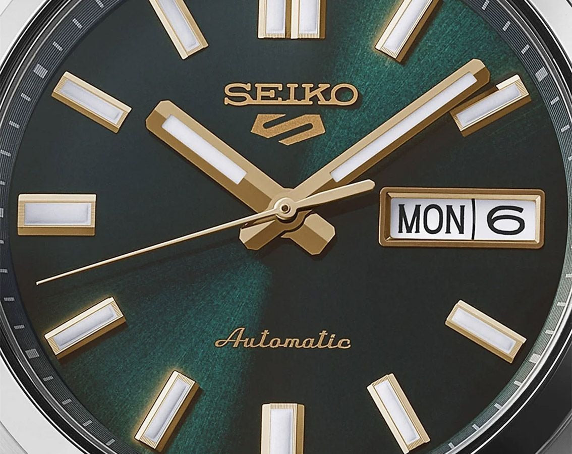 Seiko 5 Sports Automatic Green Dial Silver Steel Strap Watch for Men - SRPL57K1
