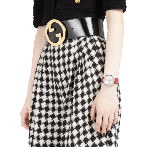 Gucci G Timeless Quartz Silver Dial Maroon Leather Strap Watch for Women - YA1265057