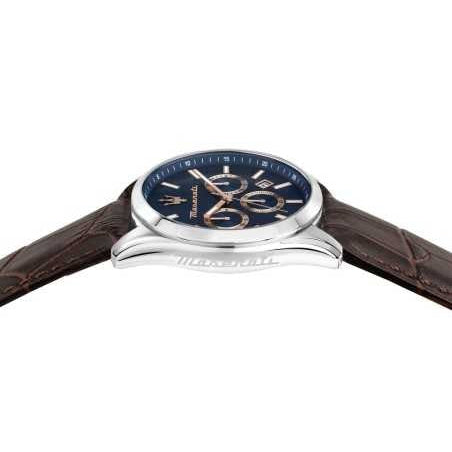 Maserati Attraction Limited Edition Chronograph Blue Dial Brown Leather Strap Watch for Men - R8851151003