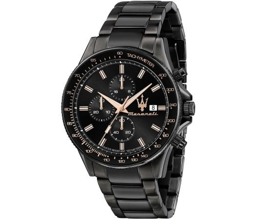 Maserati SFIDA Limited Edition Chronograph Black Dial Black Steel Strap Watch for Men - R8873640016