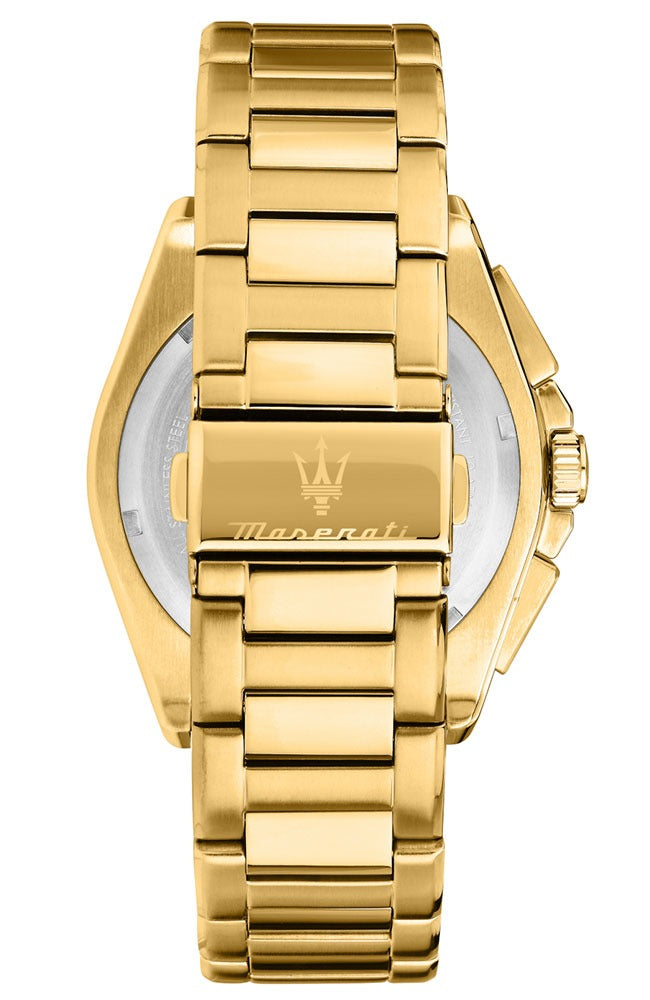 Maserati Velocità Chronograph Blue Dial Gold Steel Strap Watch for Men - R8873652002