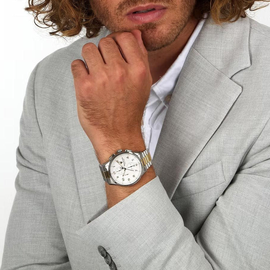 Maserati Sorpasso Chronograph White Dial Two Tone Steel Strap Watch for Men - R8873624003