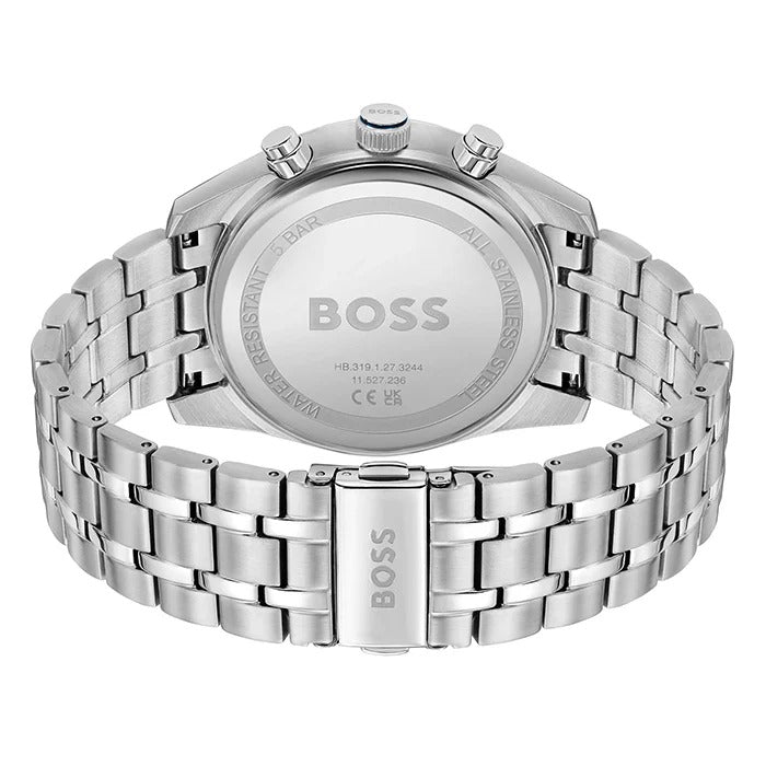 Hugo Boss Skytraveller Chronograph Blue Dial Silver Steel Strap Watch for Men - 1514216