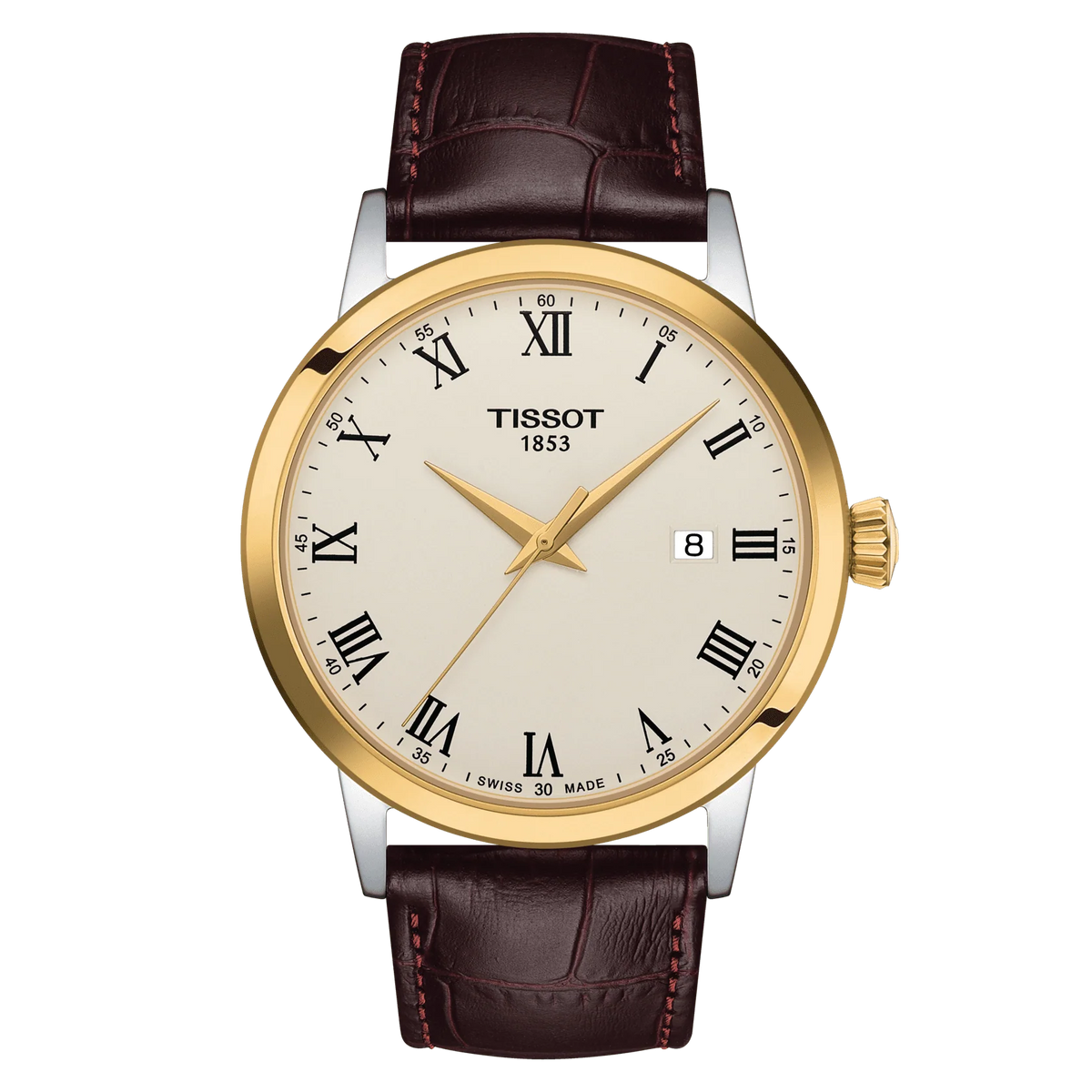Tissot Classic Dream Ivory Dial Brown Leather Strap Watch for Men - T129.410.26.263.00