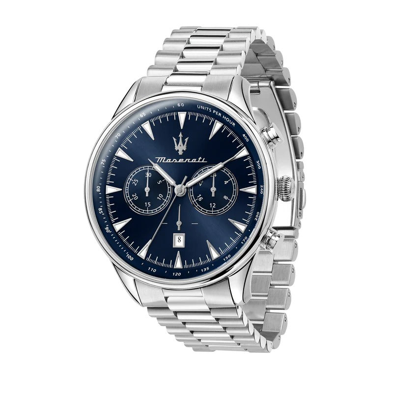 Maserati Tradizione Chronograph Blue Dial Silver Steel Strap Watch for Men - R8873646005