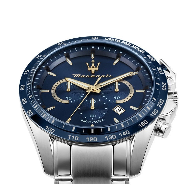 Maserati Traguardo Limited Edition Chronograph Blue Dial Silver Steel Strap Watch for Men - R8873612052
