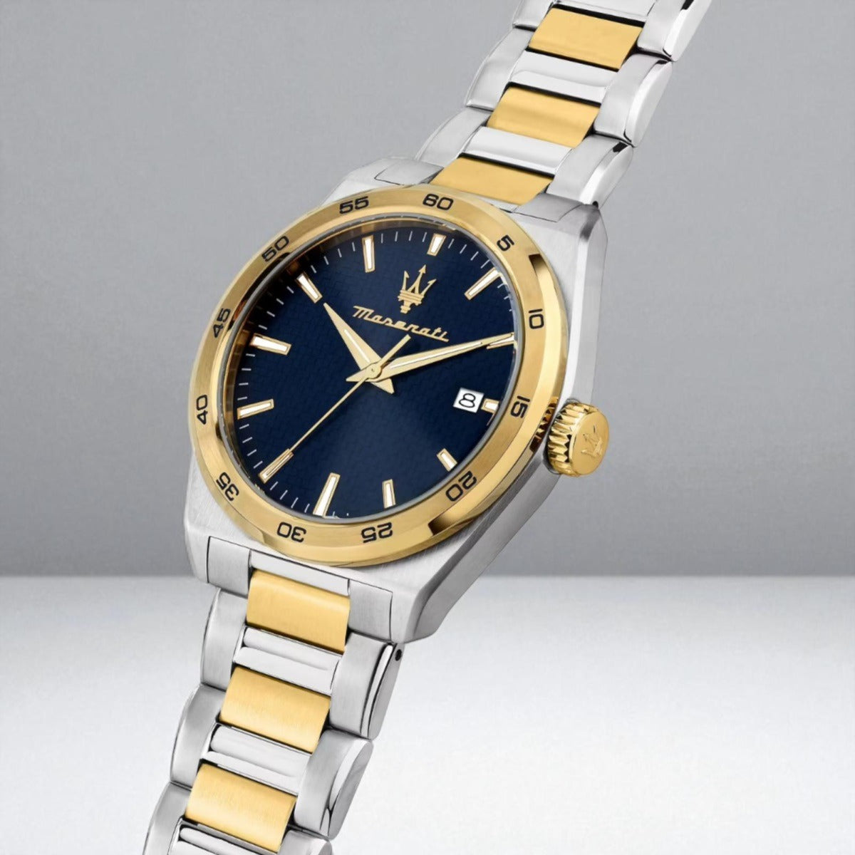 Maserati Velocità Date Blue Dial Two Tone Steel Strap Watch for Men - R8853152001