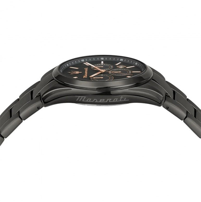 Maserati Attrazione Chronograph Black Dial Black Steel Strap Watch for Men - R8853151001