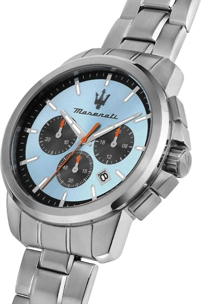 Maserati Successo Chronograph Ice Blue Dial Silver Steel Strap Watch for Men - R8873621044