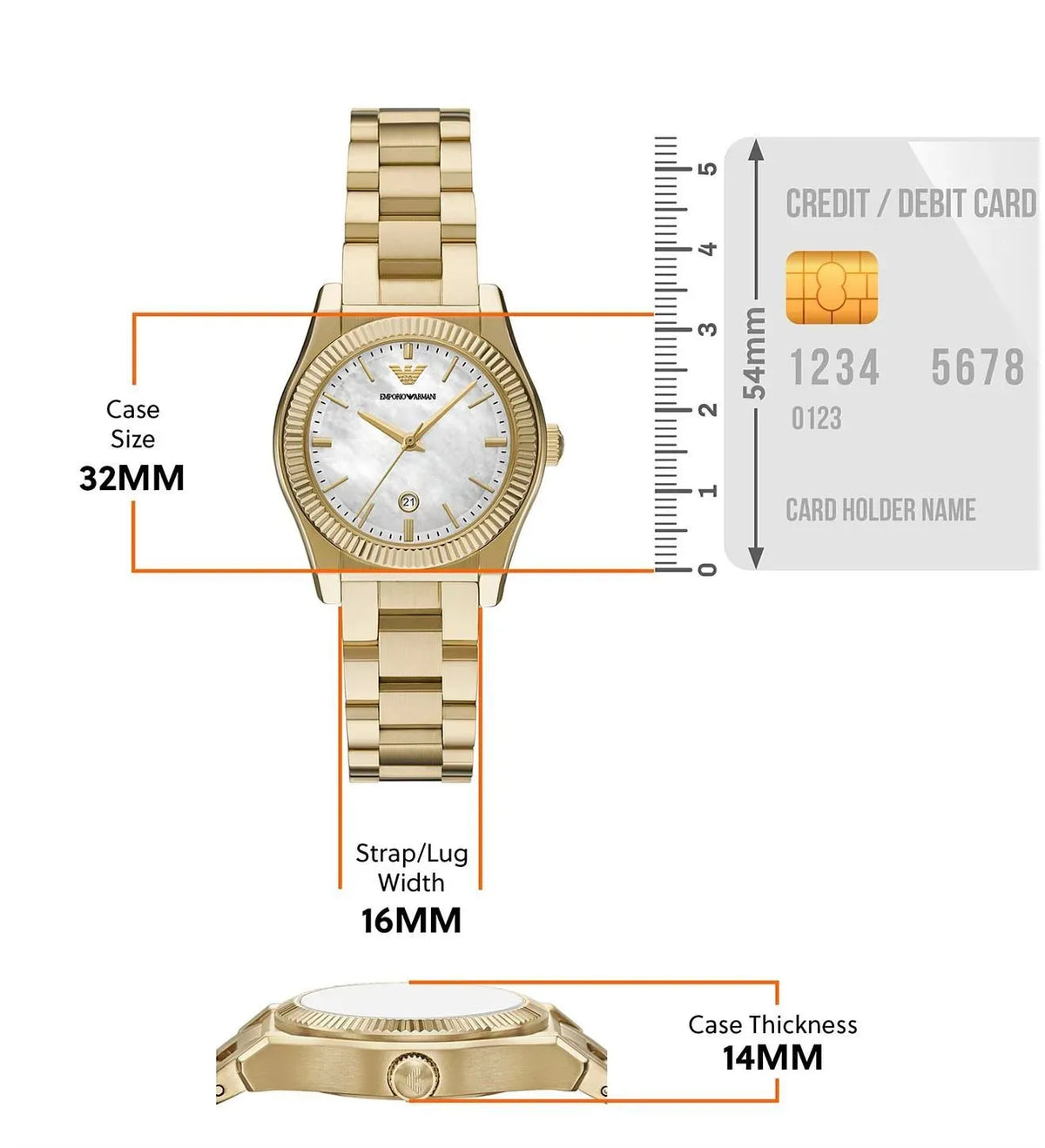 Emporio Armani Federica Mother of Pearl White Dial Gold Steel Strap Watch for Women - AR11657