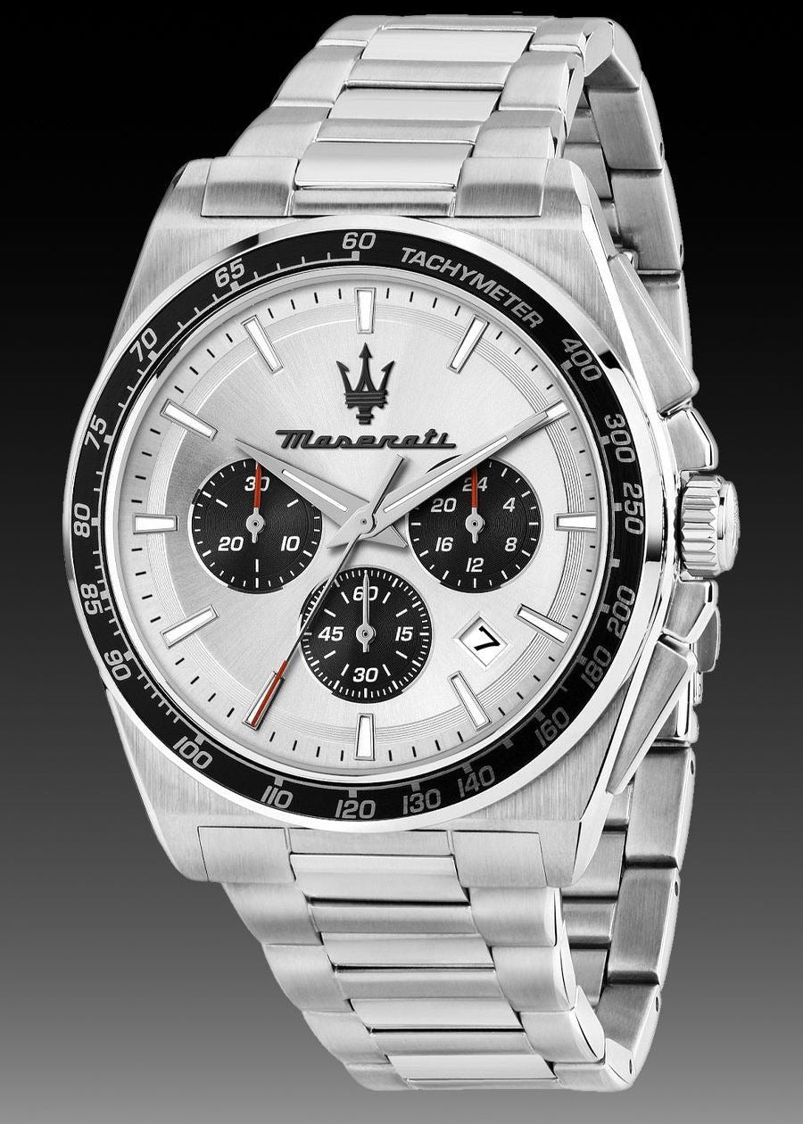 Maserati Velocità Chronograph Silver Dial Silver Steel Strap Watch for Men - R8873652006