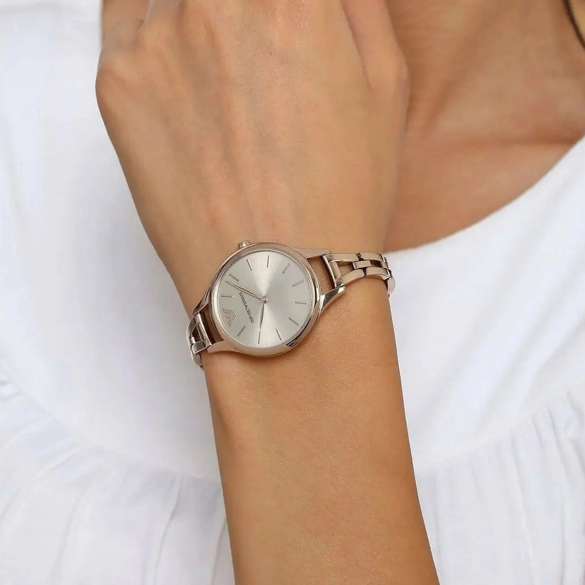 Emporio Armani Aurora Rose Gold Dial Rose Gold Steel Strap Watch for Women - AR11055