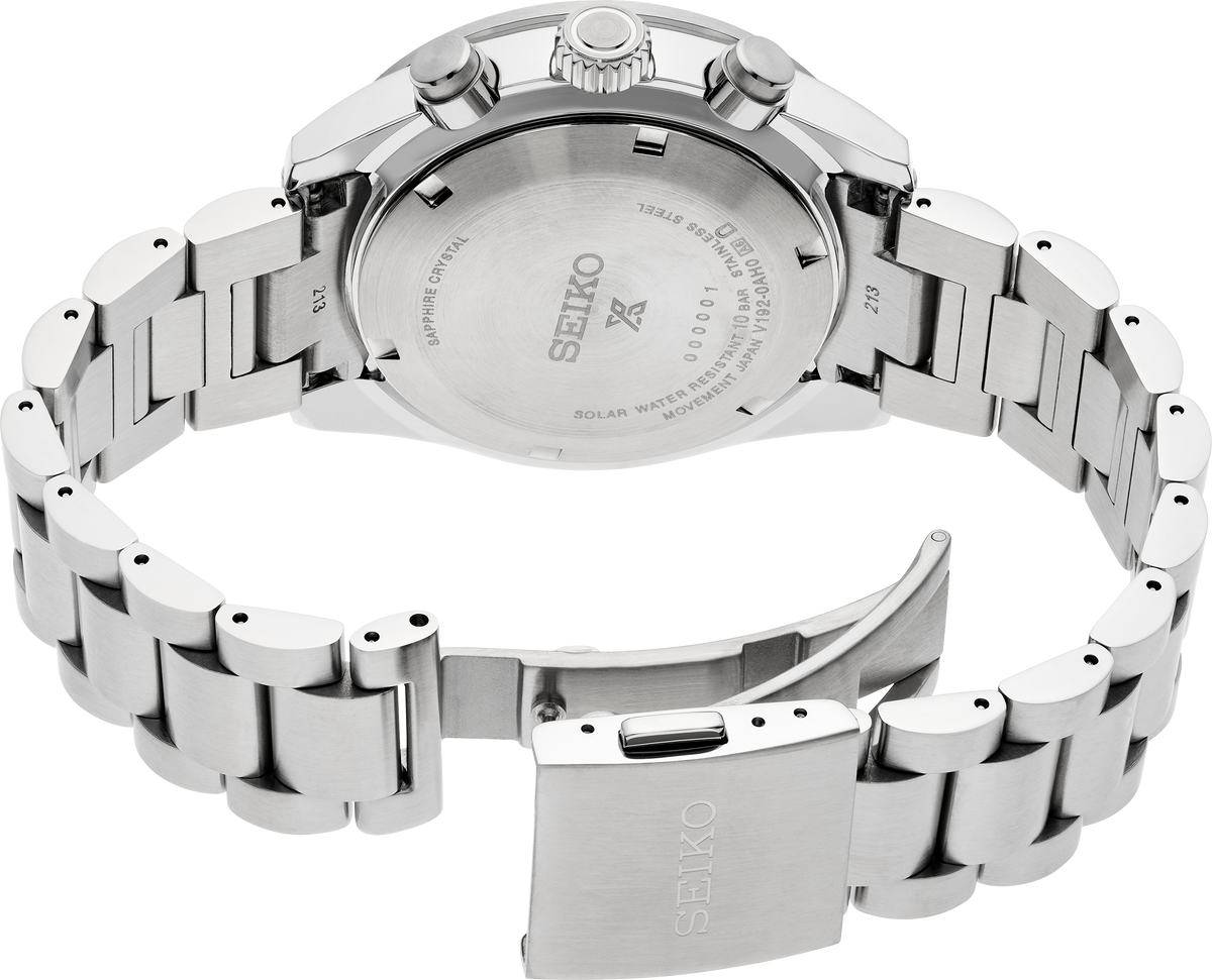Seiko Prospex Solar Chronograph 1969 Re-interpretation Orange Dial Silver Steel Strap Watch for Men - SSC947