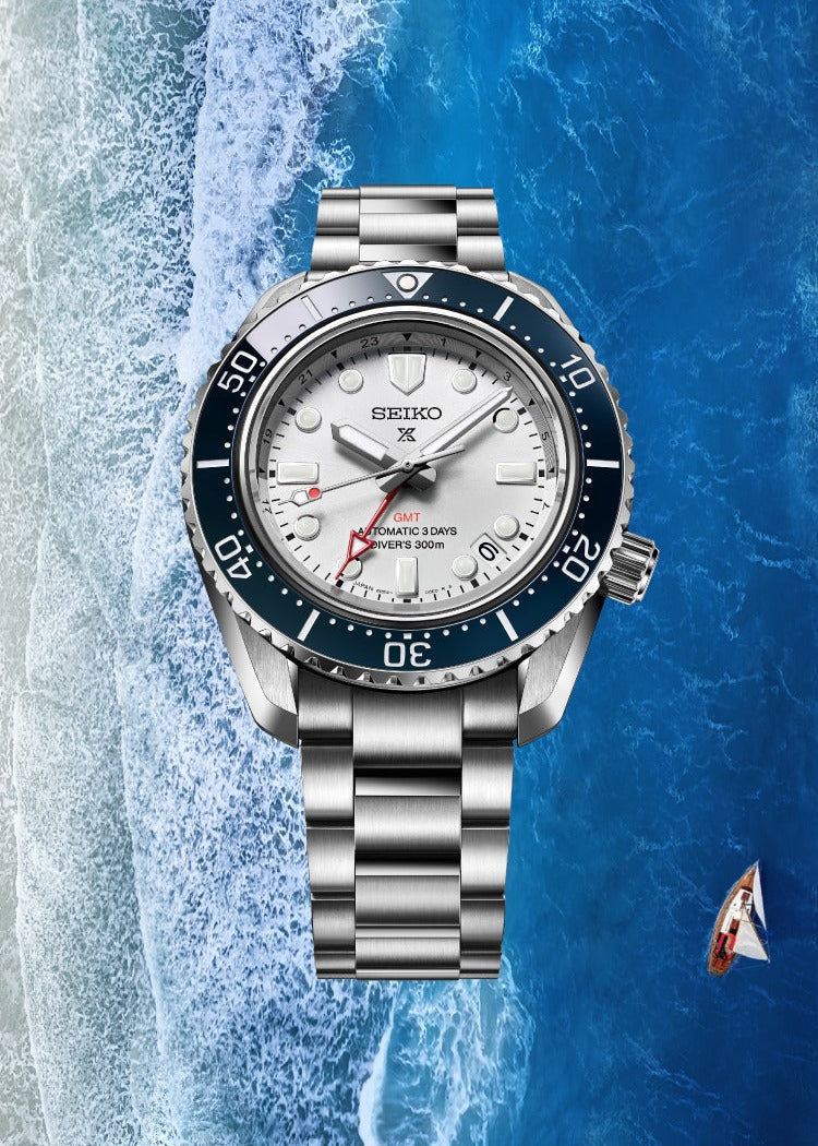 Seiko Prospex 1968 Heritage Diver's GMT 60th Anniversary White Dial Silver Steel Strap Watch for Men - SPB519J1