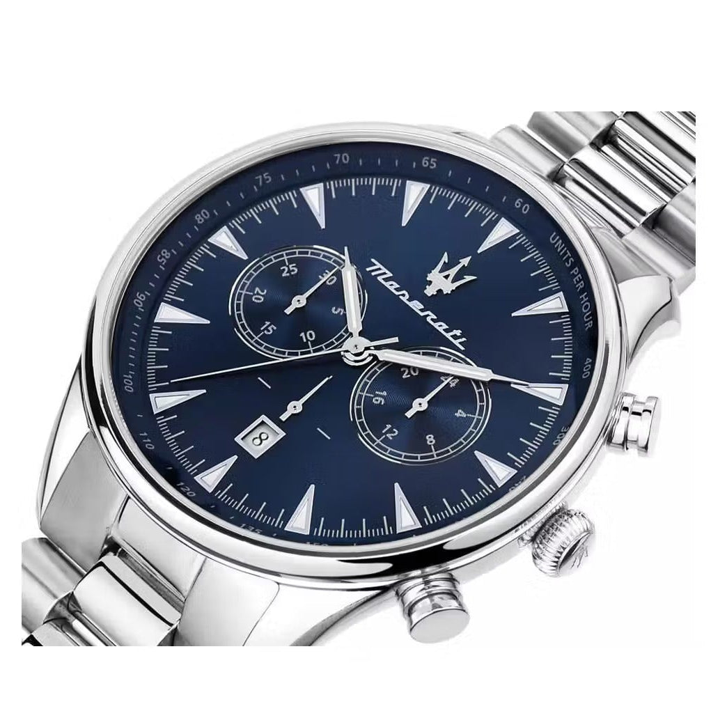 Maserati Tradizione Chronograph Blue Dial Silver Steel Strap Watch for Men - R8873646005
