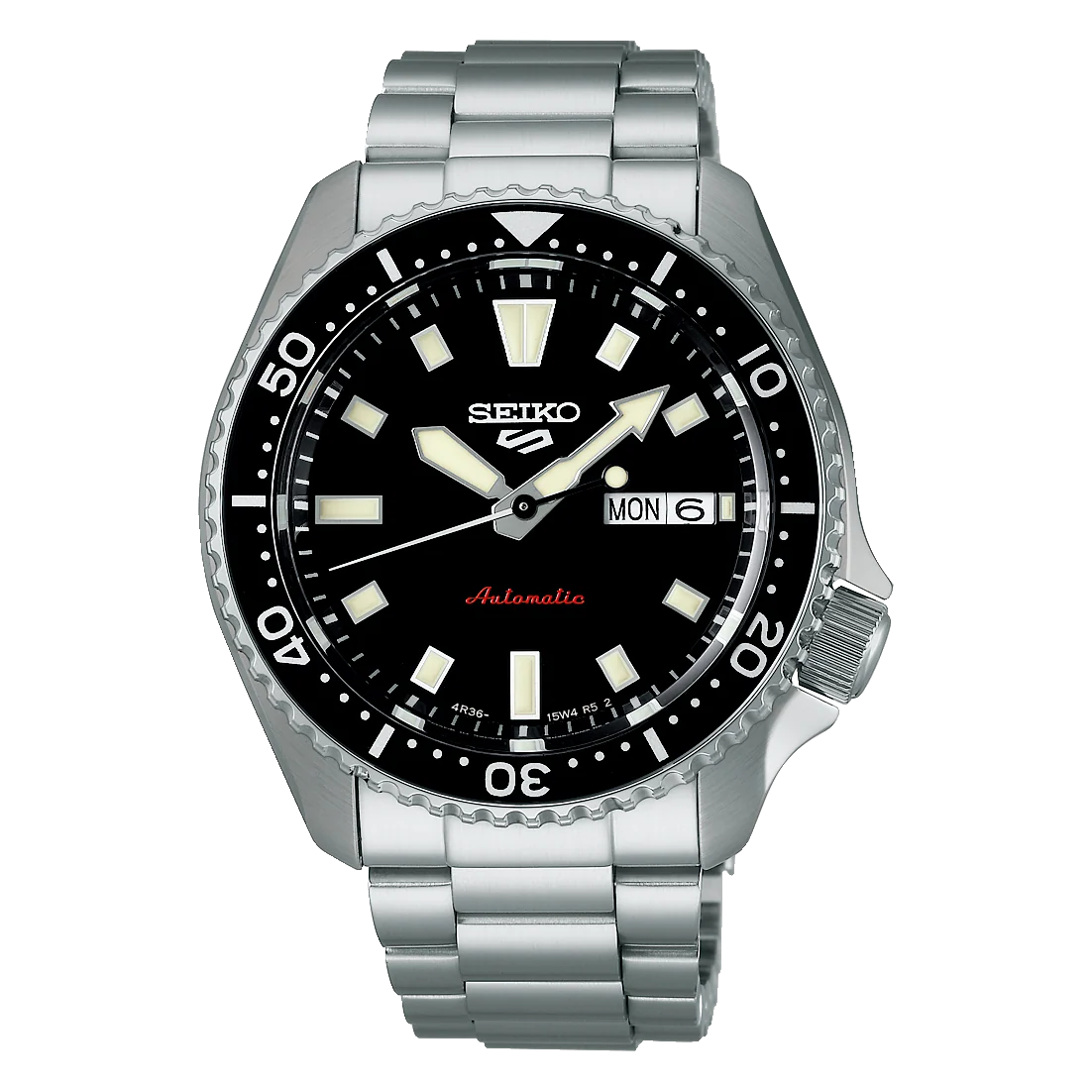 Seiko 5 Sports SKX Automatic Black Dial Silver Steel Strap Watch for Men - SRPL85K1