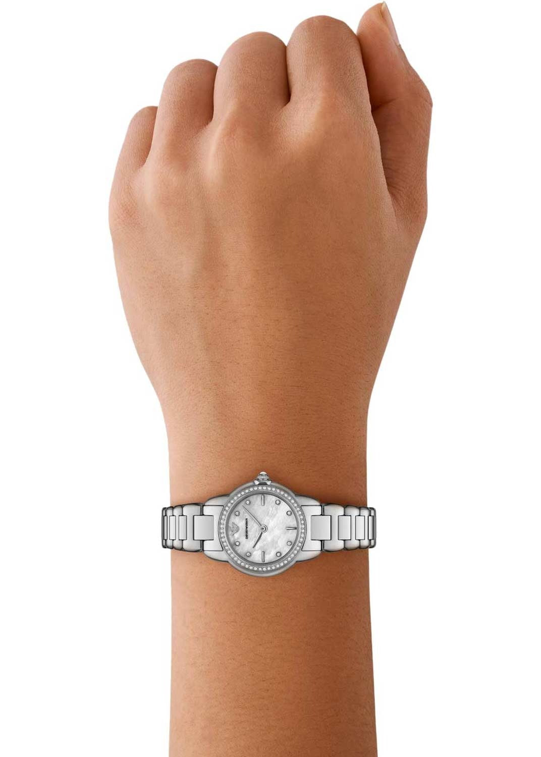 Emporio Armani Mia Mother of Pearl Dial Silver Steel Strap Watch for Women - AR11669