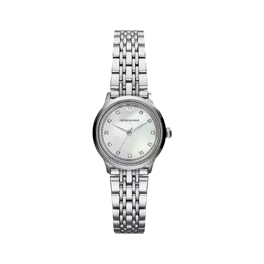 Emporio Armani Alpha Mother of Pearl Dial Silver Steel Strap Watch for Women - AR1803