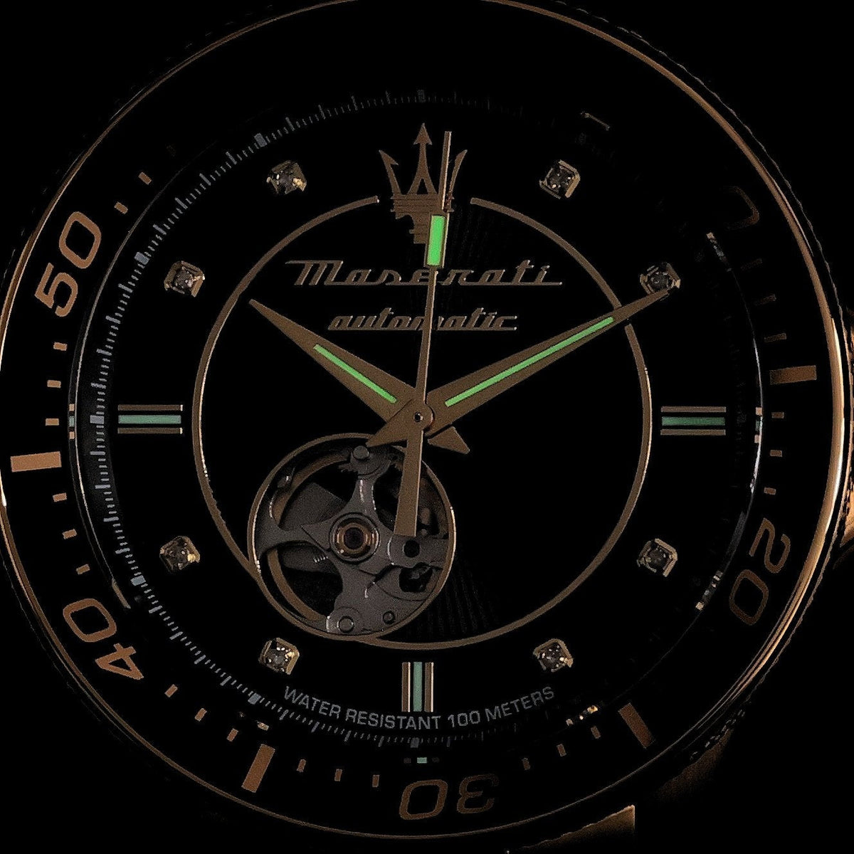 Maserati SFIDA Special Edition Automatic Black Dial Gold Steel Strap Watch for Men - R8823140012