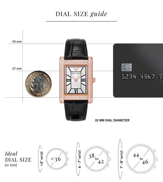 Emporio Armani Genni Silver Dial Black Leather Strap Watch for Women - AR11624