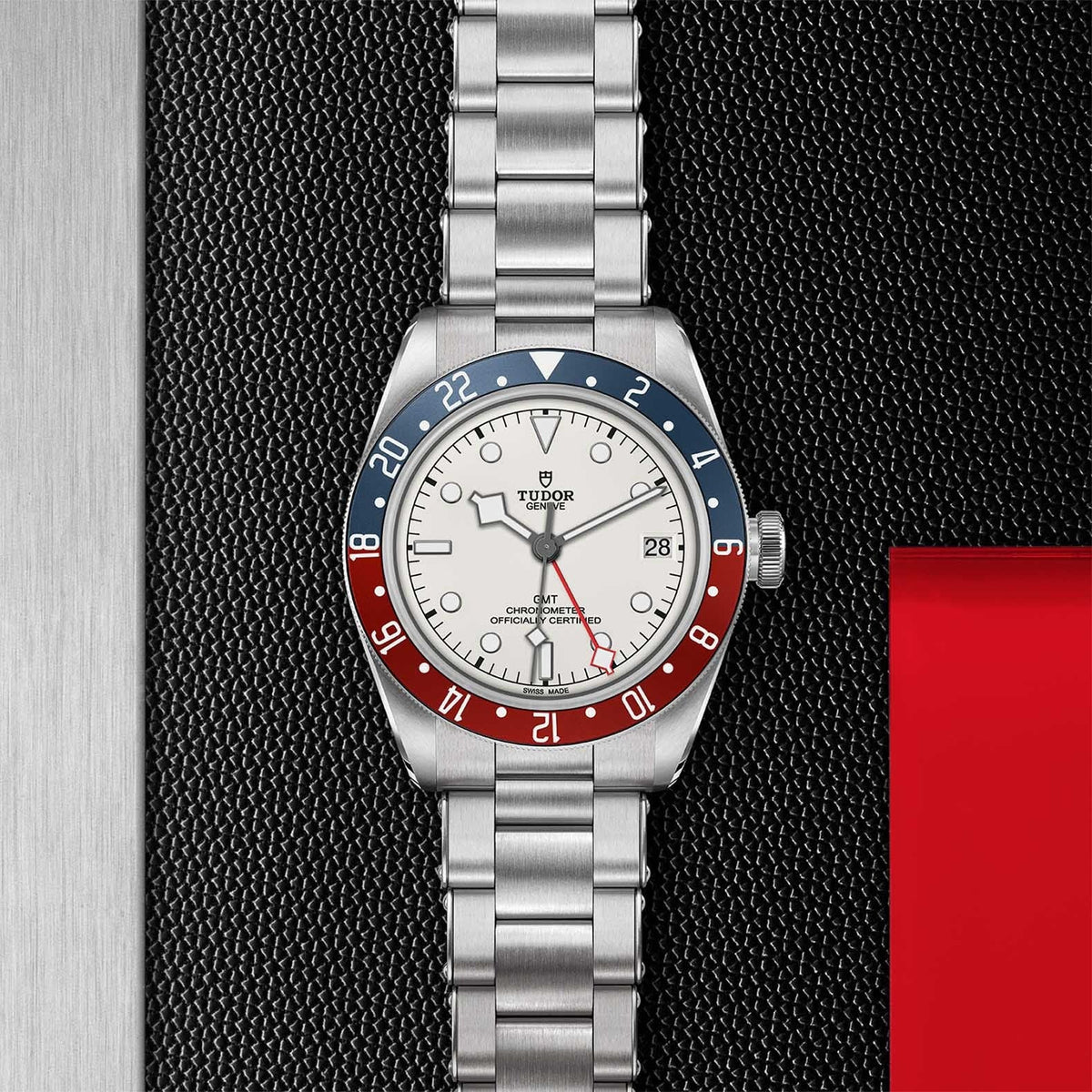 Tudor Black Bay GMT Silver Dial Silver Steel Strap Watch for Men - M79830RB-0010